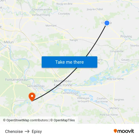 Chenoise to Episy map