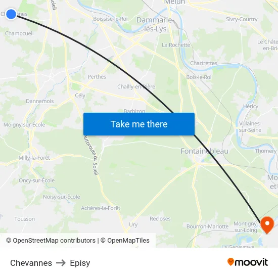 Chevannes to Episy map