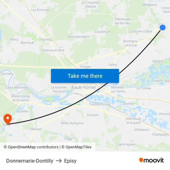 Donnemarie-Dontilly to Episy map