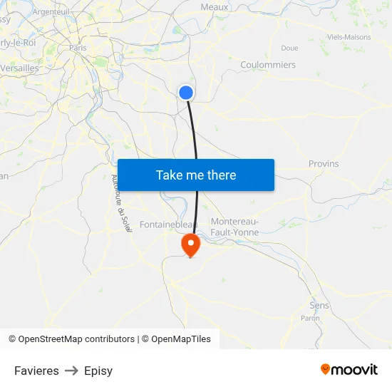 Favieres to Episy map