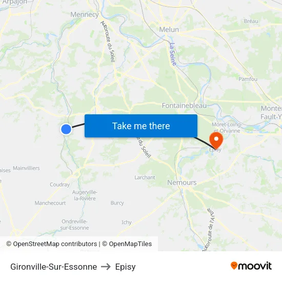 Gironville-Sur-Essonne to Episy map