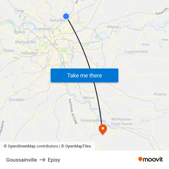 Goussainville to Episy map