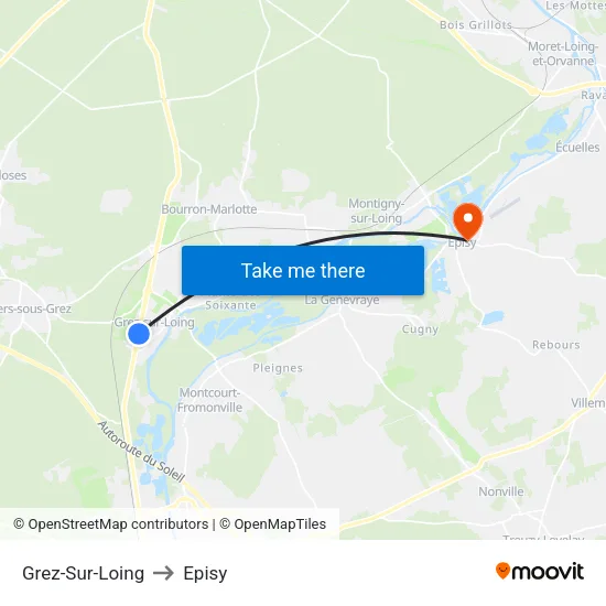 Grez-Sur-Loing to Episy map