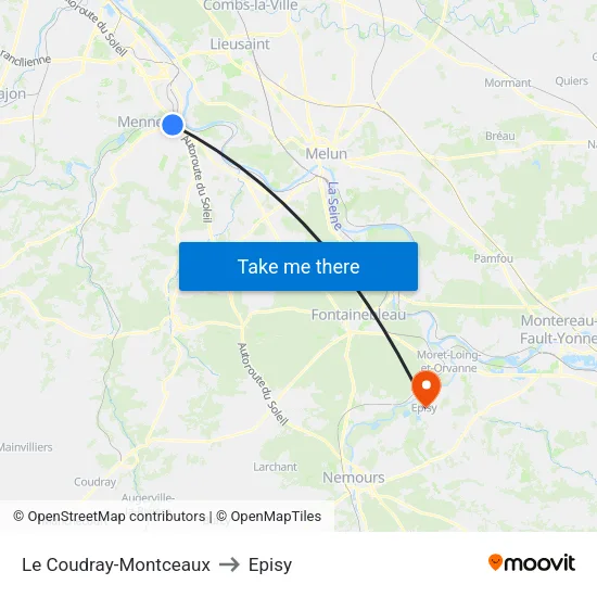 Le Coudray-Montceaux to Episy map