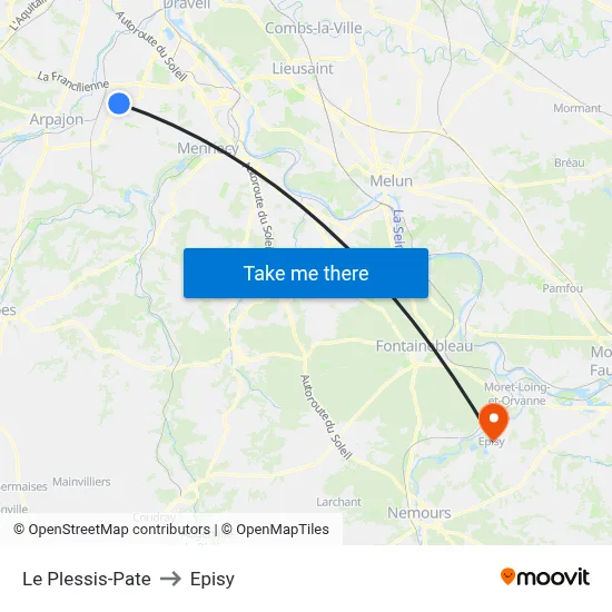 Le Plessis-Pate to Episy map