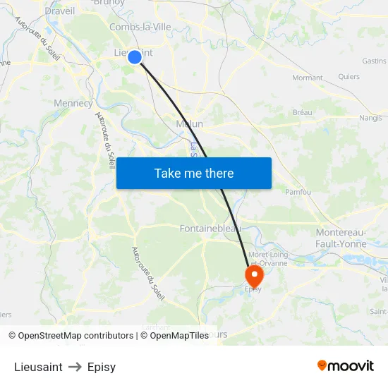 Lieusaint to Episy map
