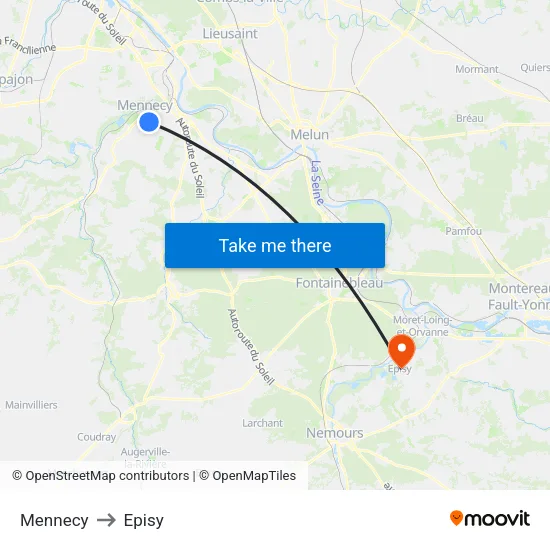 Mennecy to Episy map