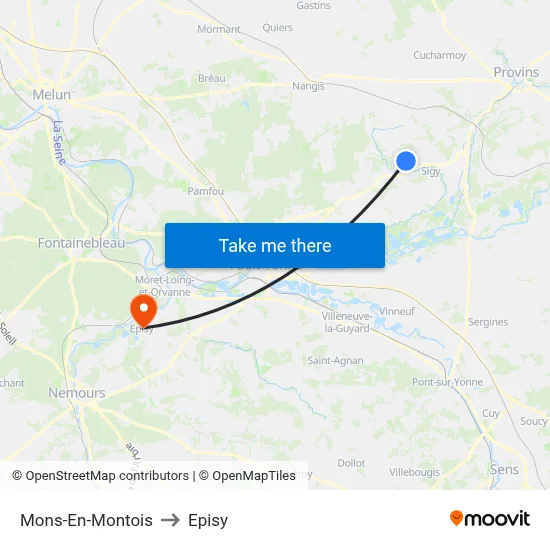 Mons-En-Montois to Episy map
