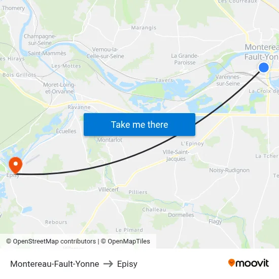 Montereau-Fault-Yonne to Episy map