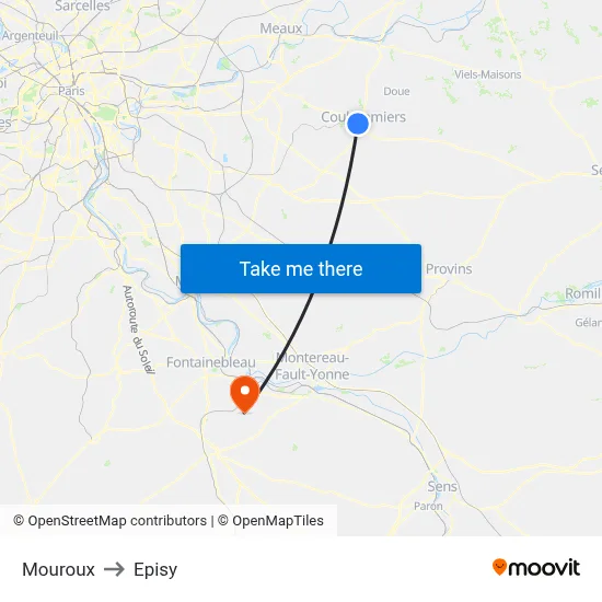 Mouroux to Episy map