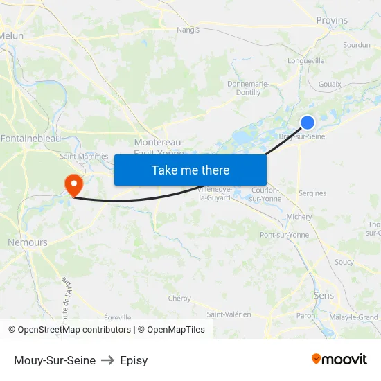 Mouy-Sur-Seine to Episy map