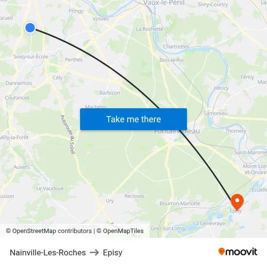 Nainville-Les-Roches to Episy map