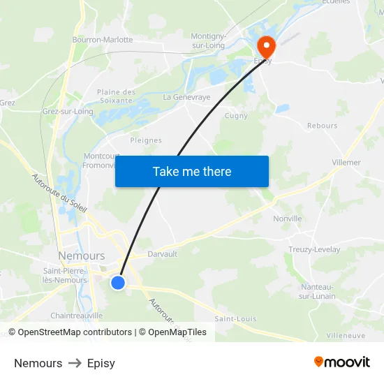 Nemours to Episy map