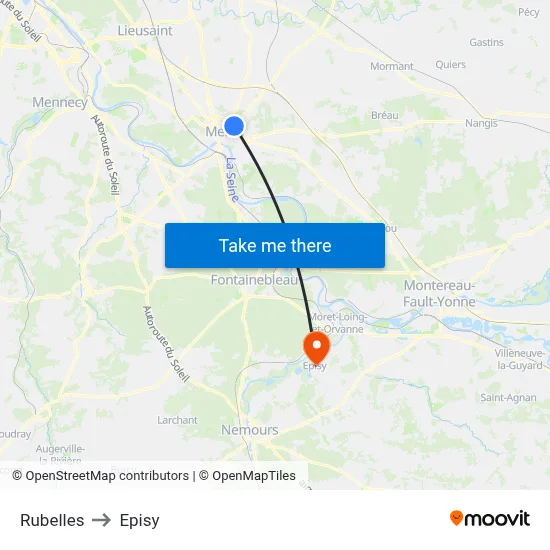 Rubelles to Episy map