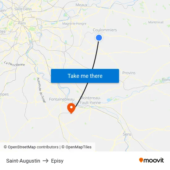 Saint-Augustin to Episy map