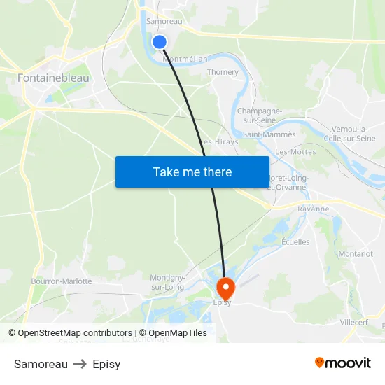 Samoreau to Episy map