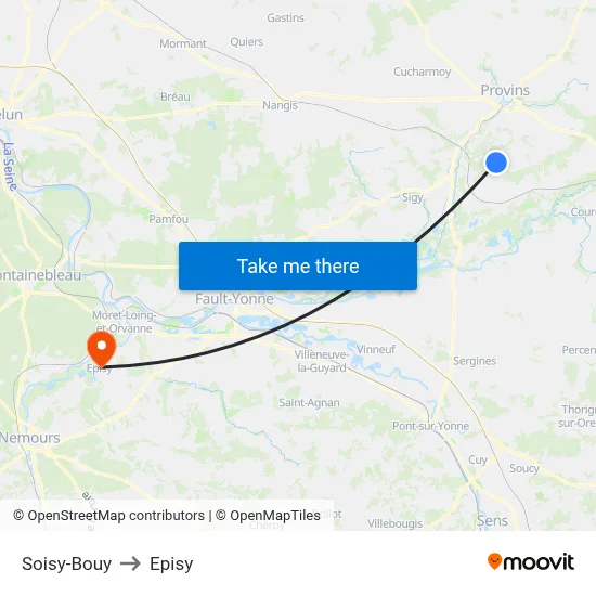 Soisy-Bouy to Episy map