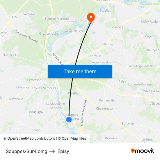 Souppes-Sur-Loing to Episy map