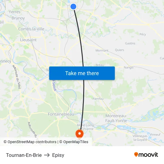 Tournan-En-Brie to Episy map