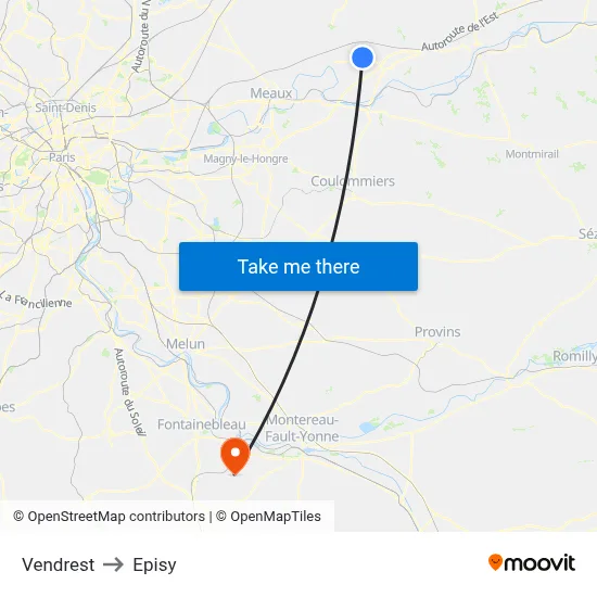 Vendrest to Episy map
