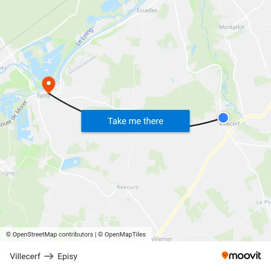 Villecerf to Episy map