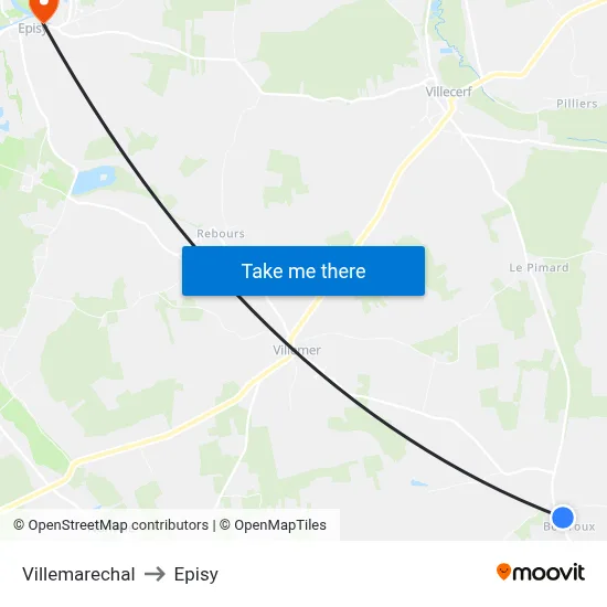 Villemarechal to Episy map