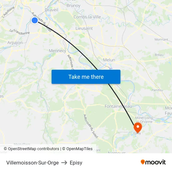 Villemoisson-Sur-Orge to Episy map
