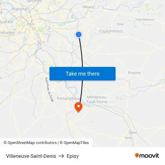 Villeneuve-Saint-Denis to Episy map
