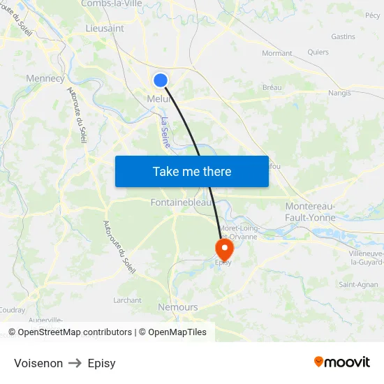 Voisenon to Episy map