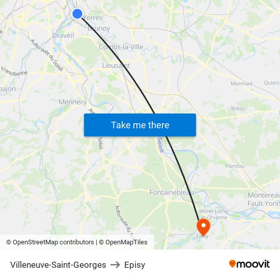 Villeneuve-Saint-Georges to Episy map