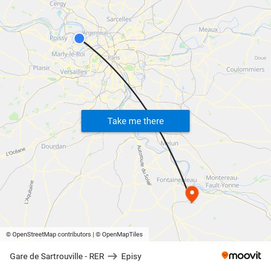 Gare de Sartrouville - RER to Episy map