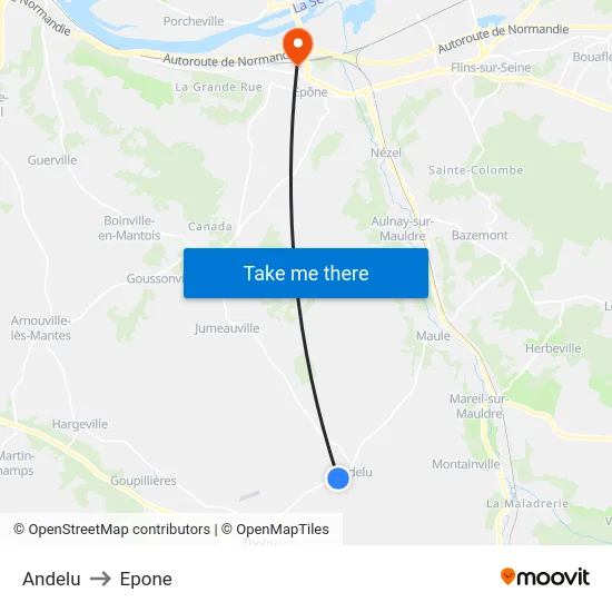 Andelu to Epone map
