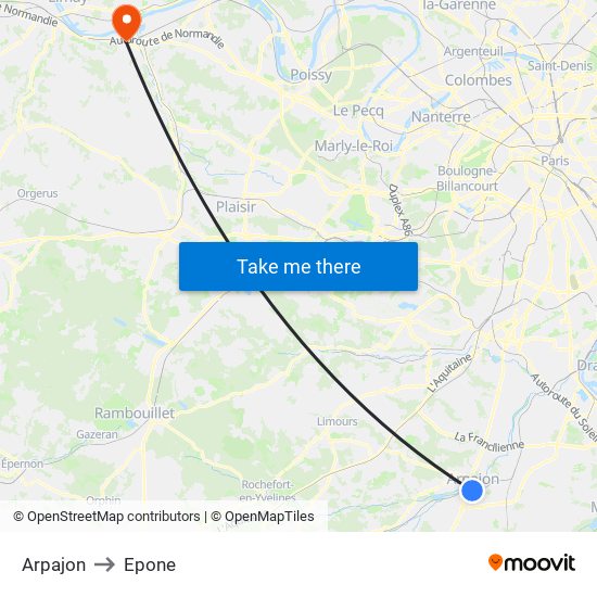 Arpajon to Epone map