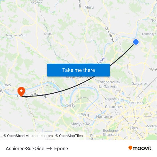 Asnieres-Sur-Oise to Epone map