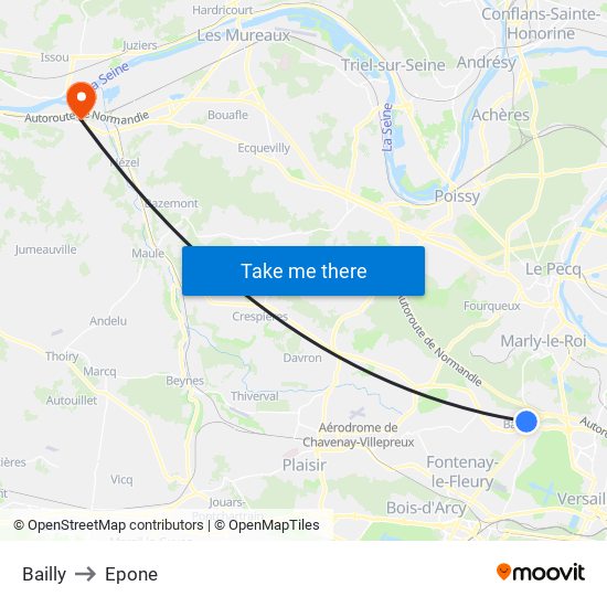 Bailly to Epone map