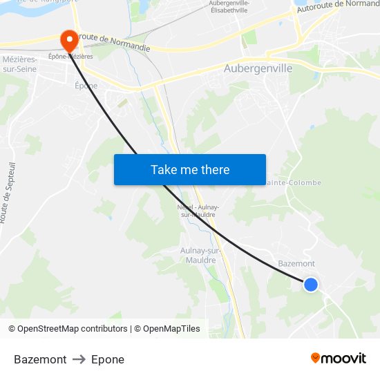Bazemont to Epone map