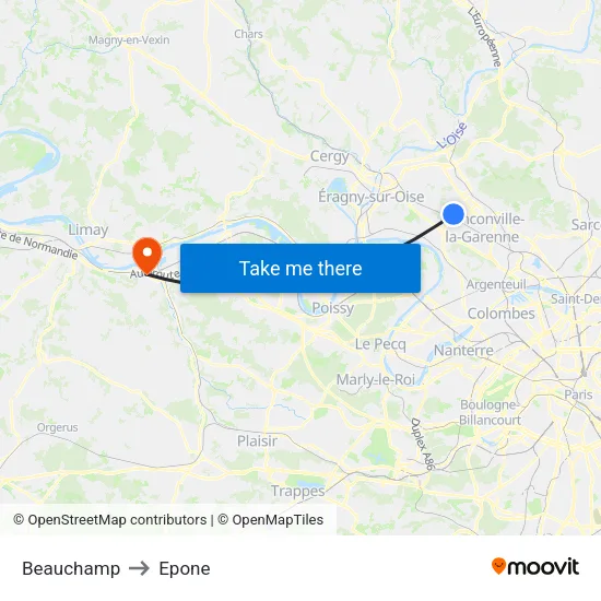 Beauchamp to Epone map