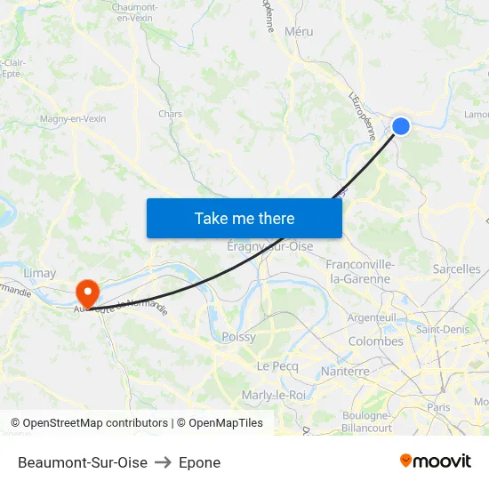 Beaumont-Sur-Oise to Epone map