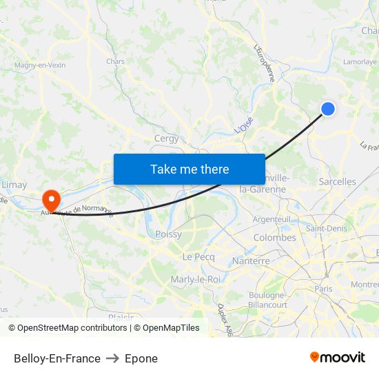 Belloy-En-France to Epone map