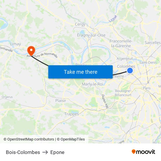 Bois-Colombes to Epone map