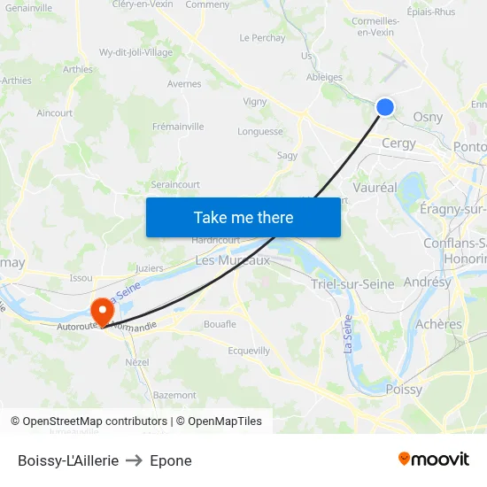 Boissy-L'Aillerie to Epone map