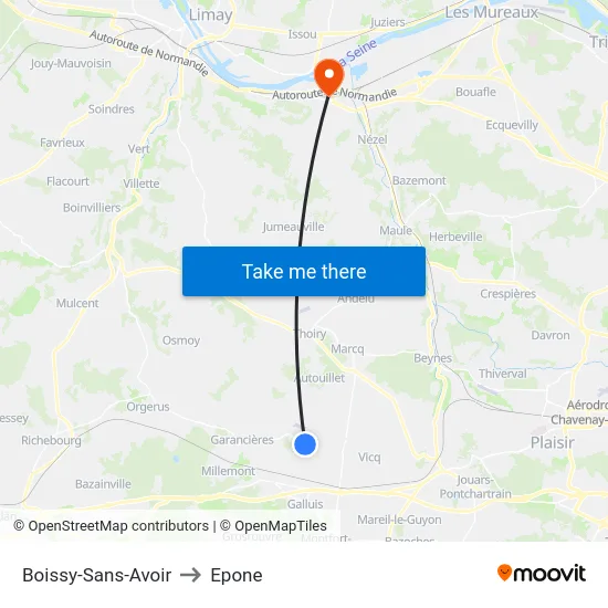 Boissy-Sans-Avoir to Epone map