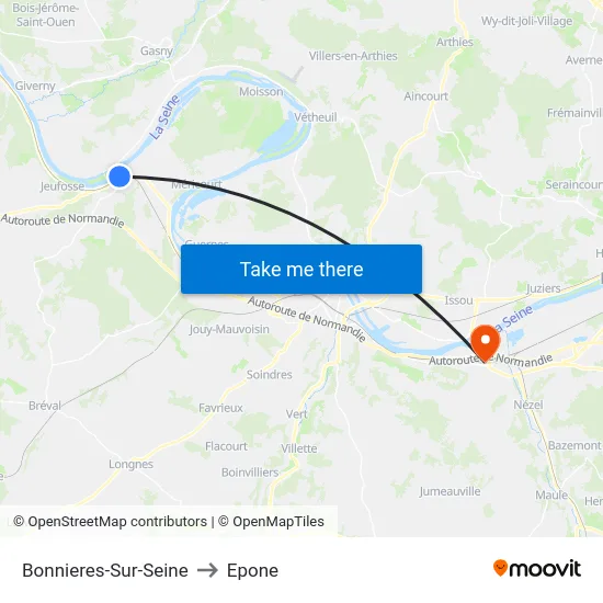 Bonnieres-Sur-Seine to Epone map