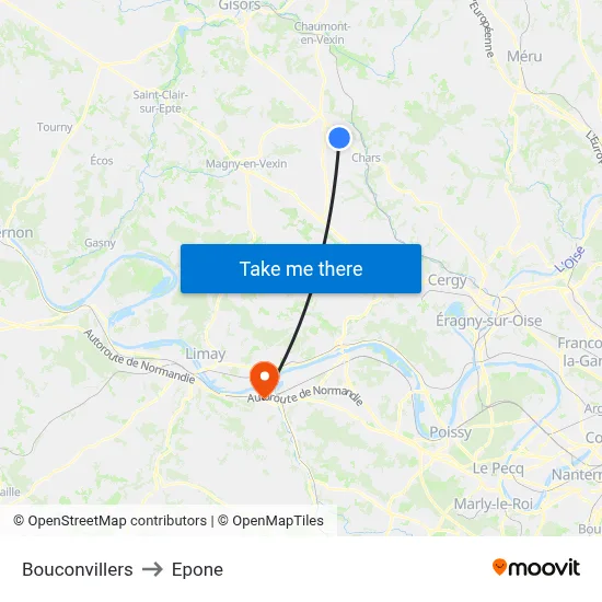 Bouconvillers to Epone map