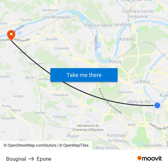 Bougival to Epone map