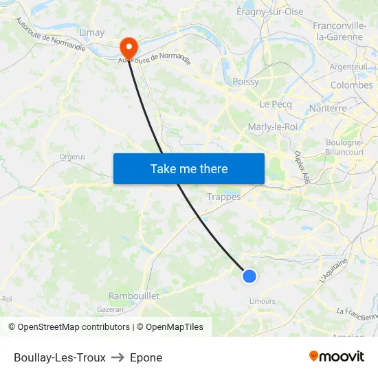Boullay-Les-Troux to Epone map