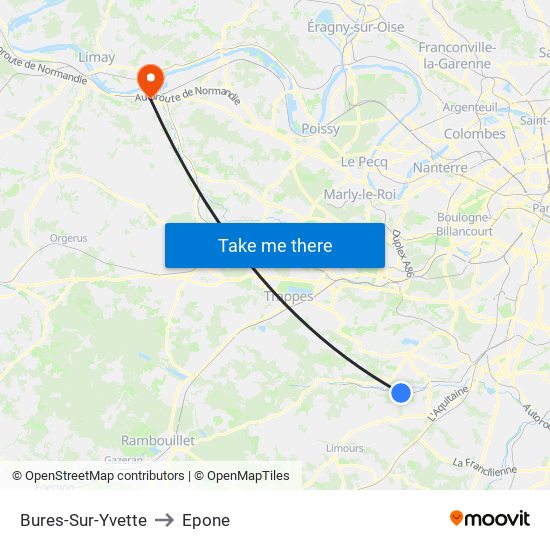 Bures-Sur-Yvette to Epone map