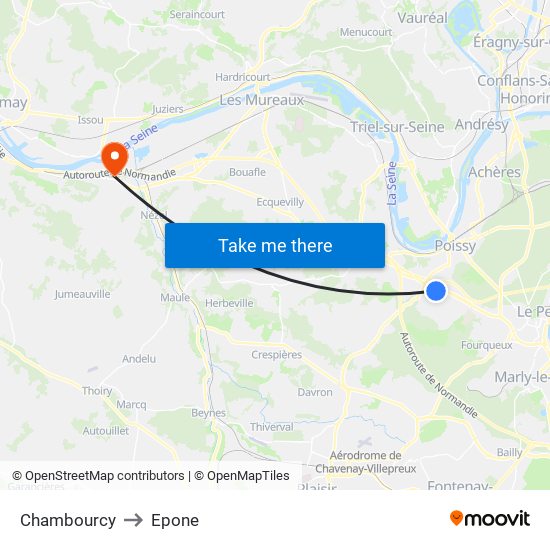 Chambourcy to Epone map