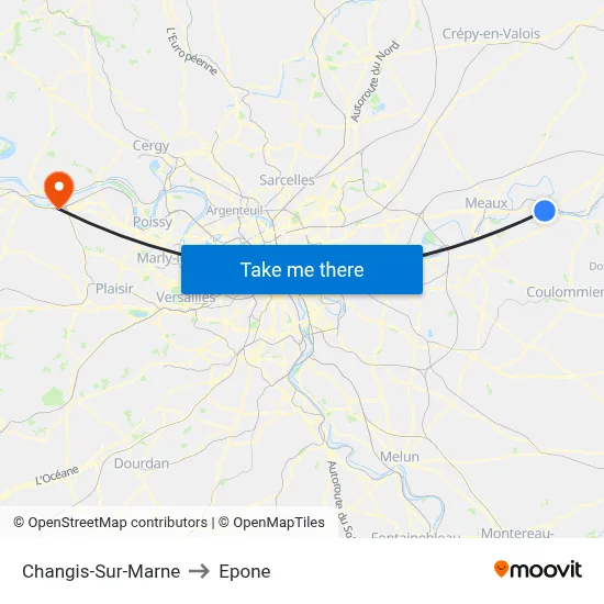 Changis-Sur-Marne to Epone map