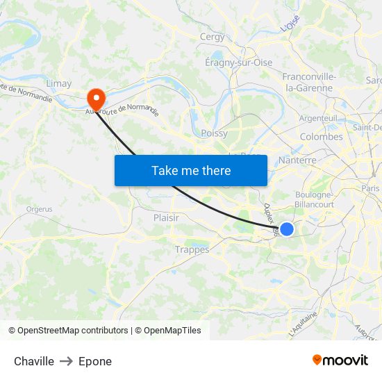 Chaville to Epone map